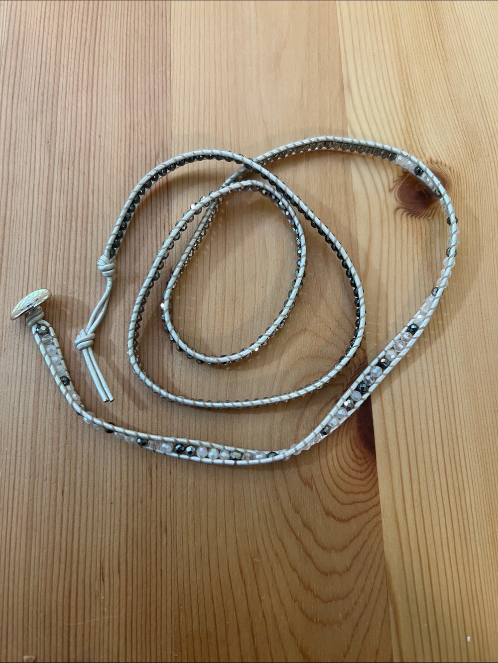 Silver and White Wrap Bracelet
